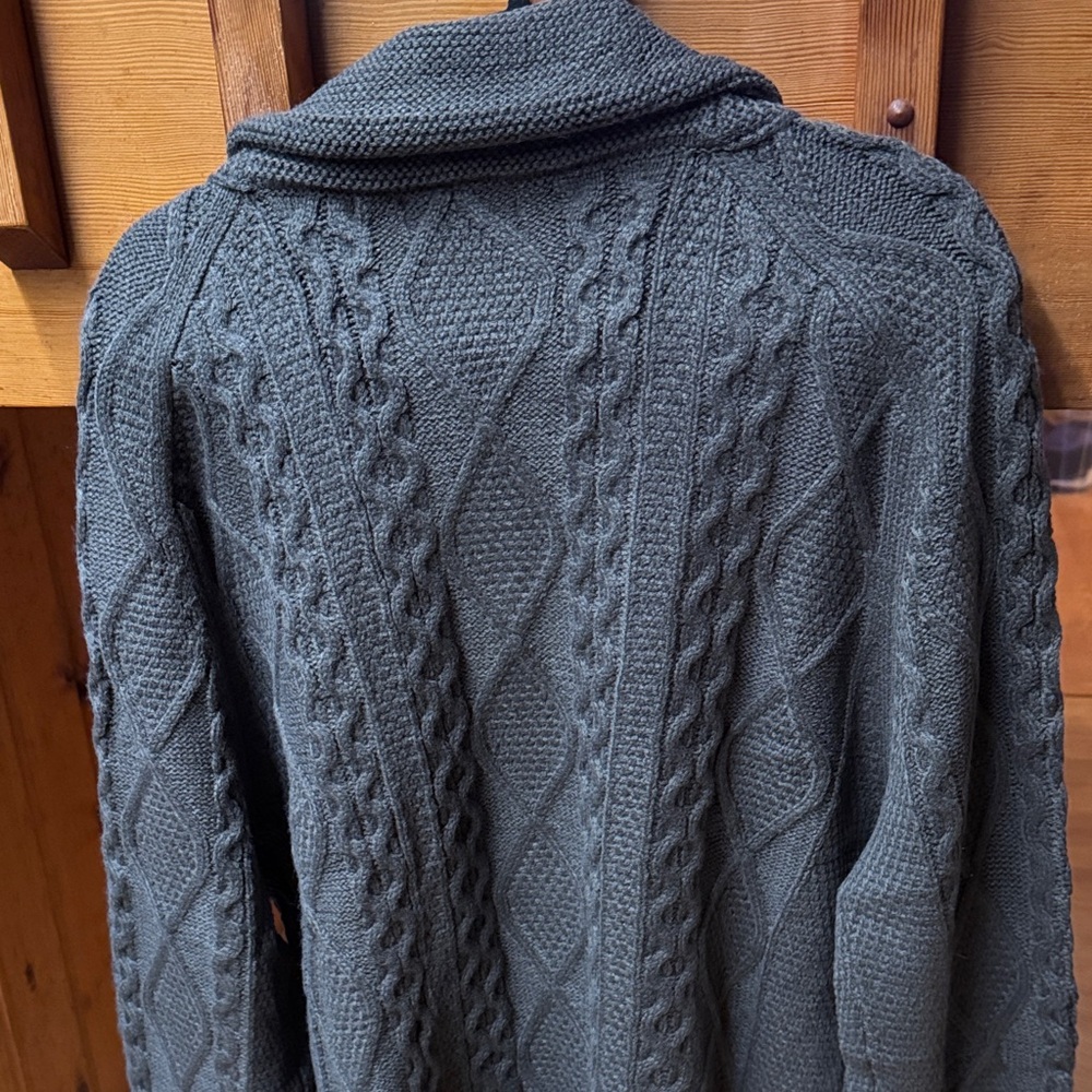 Size Large L NEW NWT long Men's Cable Knit Sweater - Gray - Picture 6 of 7